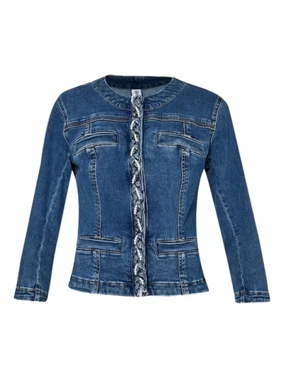Liu •jo Braid Denim Jacket In Blue