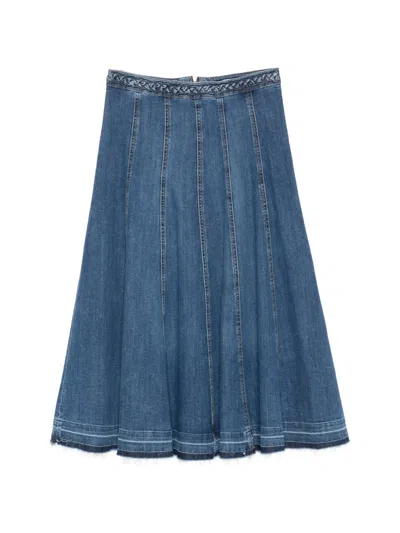 Liu •jo Braided A-line Midi Skirt In Blue