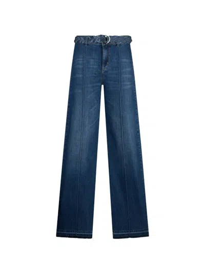 Liu •jo Braided-belt Flared Jeans In Blue