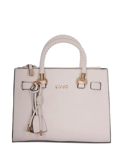 Liu •jo Braided-handle Charm-detail Tote Bag In Neutral