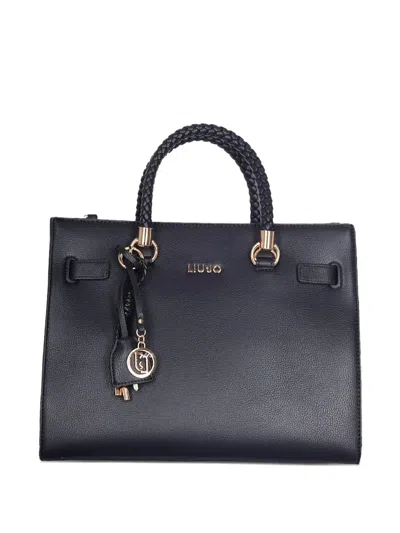 Liu •jo Braided-handle Logo-detail Tote Bag In Black