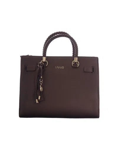 Liu •jo Liu Jo Braided Handle Structured Tote Bag In Brown