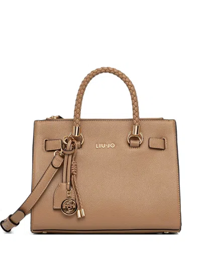 Liu •jo Braided Handle Tote Bag In Brown