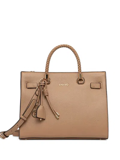 Liu •jo Braided Handle Tote Bag In Brown