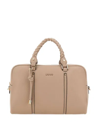 Liu •jo Braided-handle Zip Tote Bag In Brown