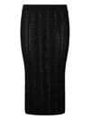Liu •jo Braided Punched Knit Midi Fitted Skirt In Black