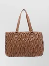 Liu •jo Braided Suede Tote Bag With Buckle Accents In Brown