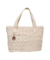 Liu •jo Braided Texture Handbag In Soft Synthetic Fur In Neutral
