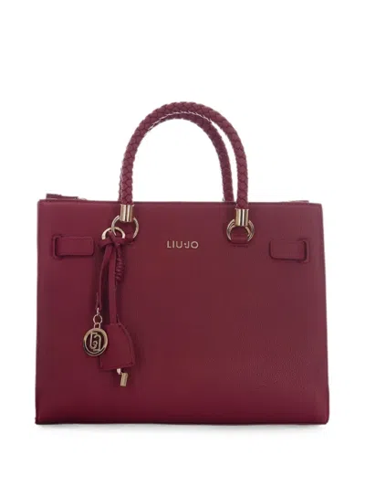 Liu •jo Braided-handle Logo-plaque Shoulder Bag In Burgundy