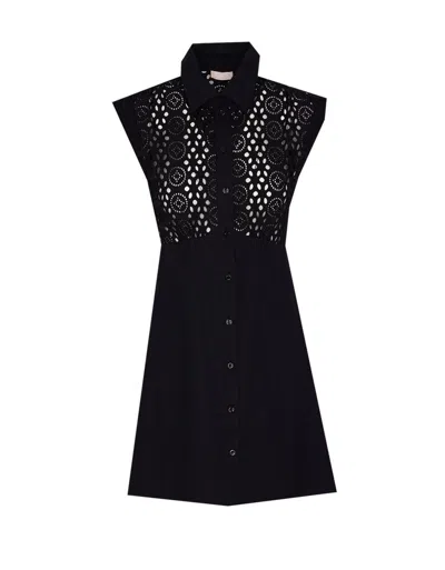 Liu •jo Liu Jo Broderie Anglaise Shirt Dress In Black