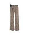 Liu •jo Brown Animal Print Wide-leg Trousers With Drawstring Waistband In Brown