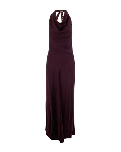Liu •jo Draped Neckline Maxi Dress In Smooth Viscose Satin In Multi