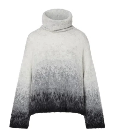 Liu •jo Brushed Wool Jacquard Turtleneck In Gray