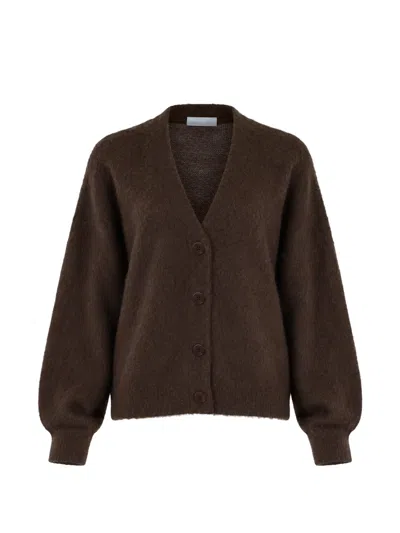 Liu •jo Brushed-finish V-neck Cardigan In Brown