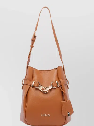 Liu •jo Bucket Bag With Buckle Detail And Top Handle In Brown