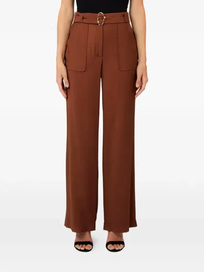 Liu •jo Buckled Belt Casual Pants In Brown