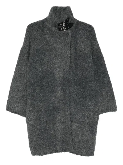 Liu •jo Buckle-collar Coat In Gray