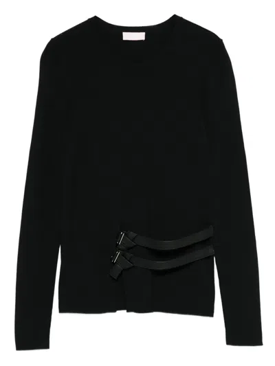Liu •jo Buckle-strap Sweater In Black