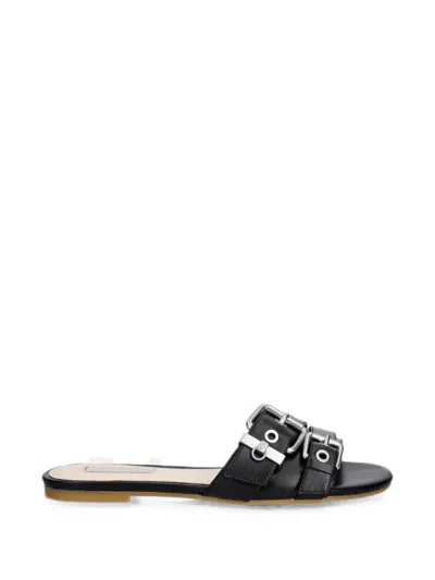 Liu •jo Buckle-detail Eyelet-embellished Sandals In Black