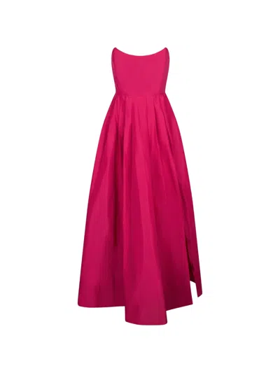 Liu •jo Bustier Slit Taffeta Midi Dress In Pink