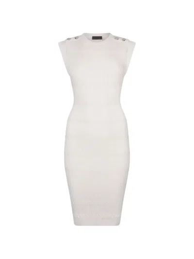 Liu •jo Button-detail Knitted Mini Dress In White