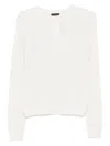 Liu •jo Lightweight Open-knit Sweater With Classic Round Neckline In White