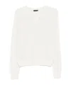Liu •jo Lightweight Open-knit Sweater With Classic Round Neckline In White