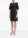 Liu •jo Button-detailed Short-sleeved Mini Dress In Black