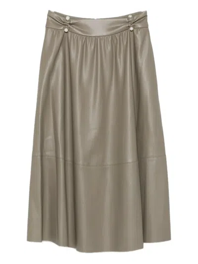 Liu •jo Button-detailed Flared Skirt In Brown
