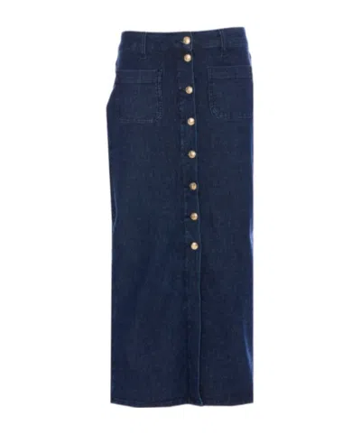 Liu •jo Button-down Denim Skirt In Blue