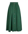 Liu •jo Liu Jo Flared Long Skirt In Green Cotton With Bottons In Green