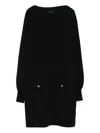 Liu •jo Button-embellished Boat-neck Mini Dress In Black