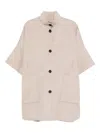 Liu •jo Liu Jo Relaxed Beige Coat With Button Fastening And Patch Pockets In Pink