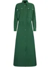 Liu •jo Green Long Dress In Cotton With Bottons And Pockets In Green