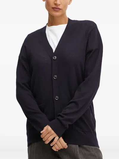Liu •jo Button Pocket Cardigan In Blue