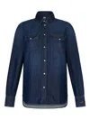 Liu •jo Liu Jo Button-up Blue Shirt With Tailored Fit In Black
