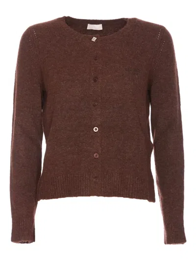 Liu •jo Button-up Cardigan In Brown