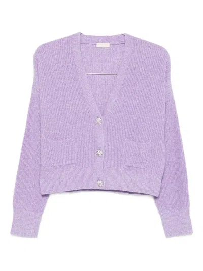 Liu •jo Button-up Cardigan In Purple