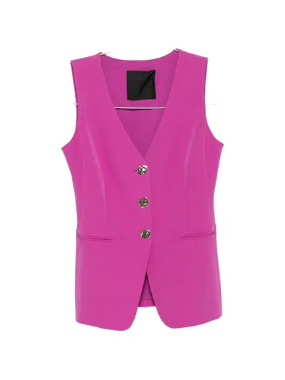 Liu •jo Button V-neck Vest In Pink