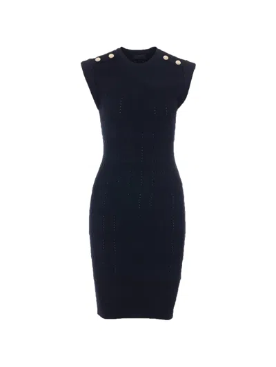 Liu •jo Button-detail Knitted Midi Dress In Blue