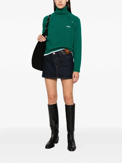 Liu •jo Button-detail Roll-neck Sweater In Green