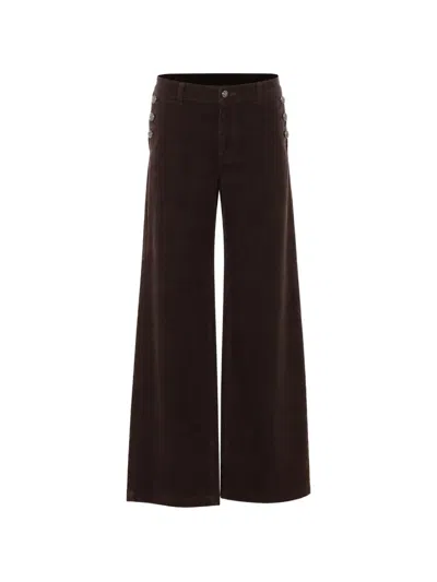 Liu •jo Button-detail Velvet Trousers In Brown