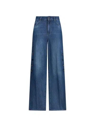 Liu •jo Buttoned-detail Belt-loop Jeans In Blue