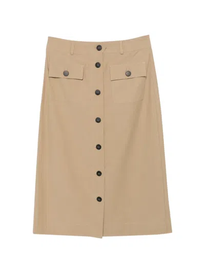 Liu •jo Buttoned Pocket Midi Skirt In Neutral