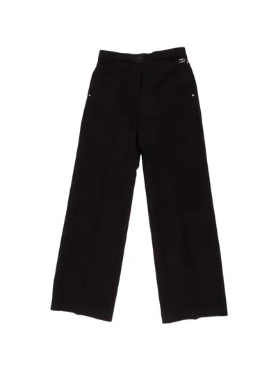 Liu •jo Kids' Buttoned Straight Trousers In Black