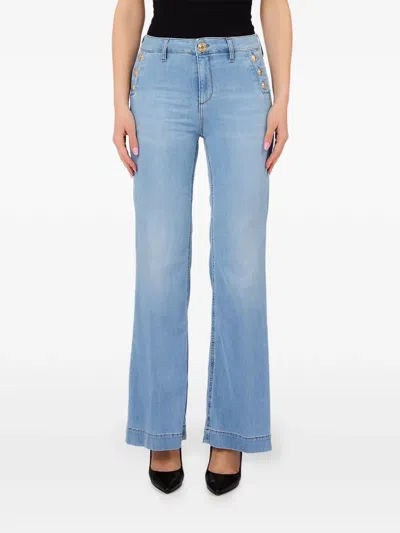 Liu •jo Button-embellished Flared Jeans In Blue
