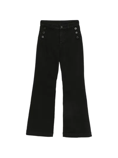 Liu •jo Button-embellished Flared Jeans In Black