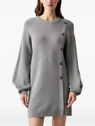 Liu •jo Button-embellished Ribbed-knit Dress In Black