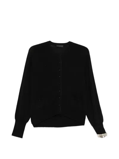 Liu •jo Button-fastening Wool Cardigan In Black