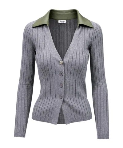 Liu •jo Button-front Cardigan In Gray
